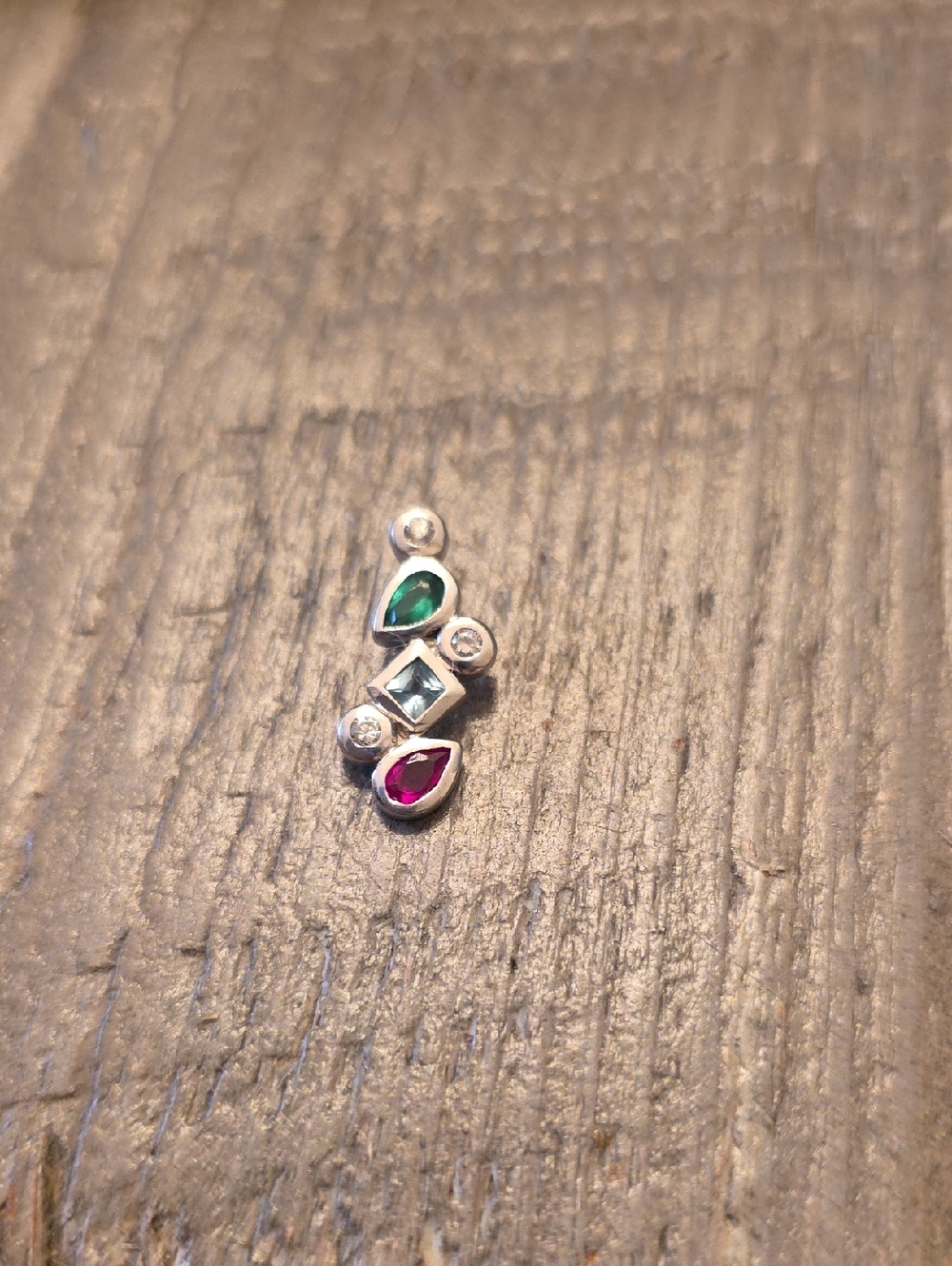 Multi-Stone Silver Pendant with Green, Blue and Pink Stones